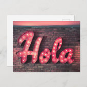 Carte Postale Symbole Hola espagnol Hello Neon (Devant / Derrière)