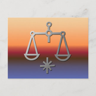 Carte Postale Symbole Libra Zodiac Star Signal Orange Sunrise Su