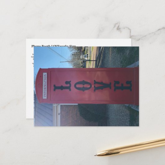 Carte Postale Symbole LOVEworks de la cabine téléphonique (Devant/Arrière en situation)