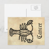 Carte Postale Symbole médiéval de la Renaissance Zodiaque Cancer (Devant / Derrière)