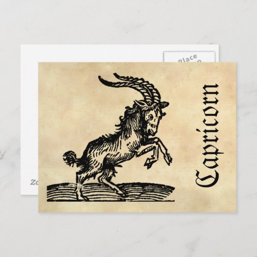 Carte Postale Symbole médiéval de la Renaissance Zodiaque Capric (Devant / Derrière)