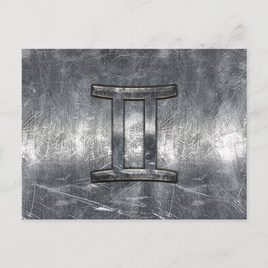 Carte Postale Symbole moderne Gemini Zodiac Grunge Style déprimé (Devant)