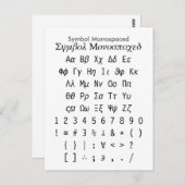 Carte Postale Symbole Monospaced - Zazzle Font Sampler Sheet (Devant / Derrière)