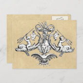 Carte Postale Symbole nautique dauphin et gargouille (Devant / Derrière)