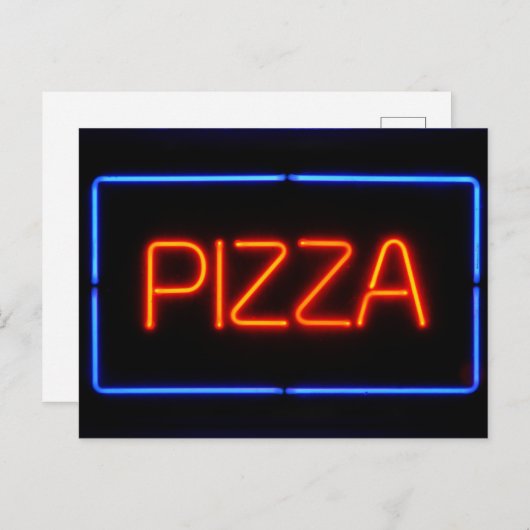 CARTE POSTALE SYMBOLE NEON PIZZA (Devant / Derrière)