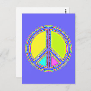 Carte Postale Symbole PAIX avec des couleurs remplies