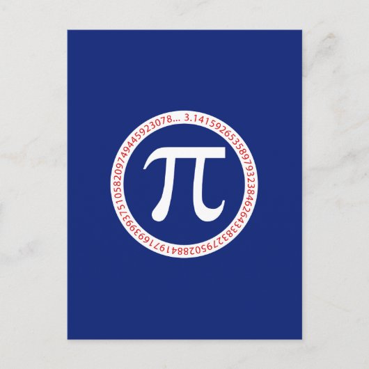 Carte Postale Symbole Pi en cercle sur bleu marine (Devant)