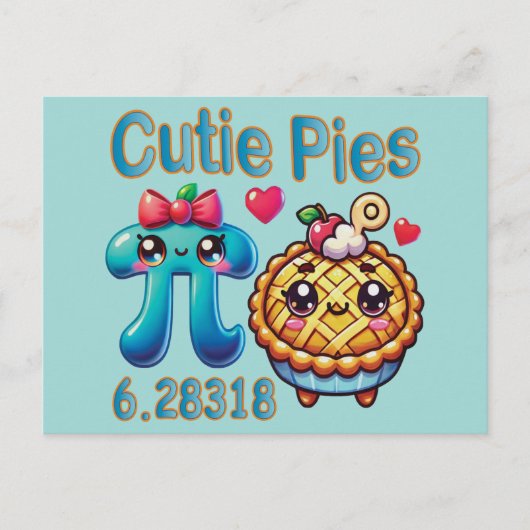 Carte Postale Symbole Pi mignon et pie Pie Pie Pie (Devant)
