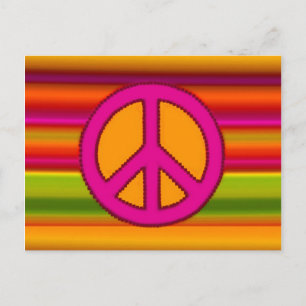 Carte Postale SYMBOLE Pink Orange Fractal & Peace