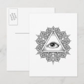 Carte Postale Symbole pyramide des yeux Doodle (Devant / Derrière)