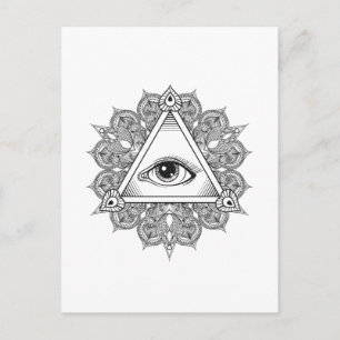 Carte Postale Symbole pyramide des yeux Doodle