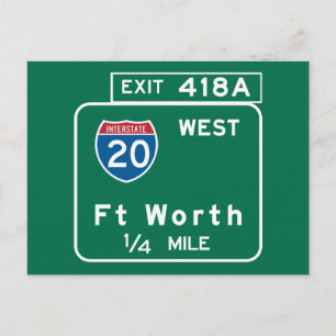 Carte Postale Symbole routier de Fort Worth, TX