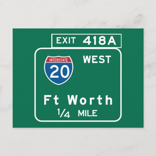 Carte Postale Symbole routier de Fort Worth, TX (Devant)