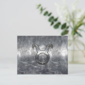 Carte Postale Symbole Taurus Zodiac Grunge Style Argent Distress (Debout devant)
