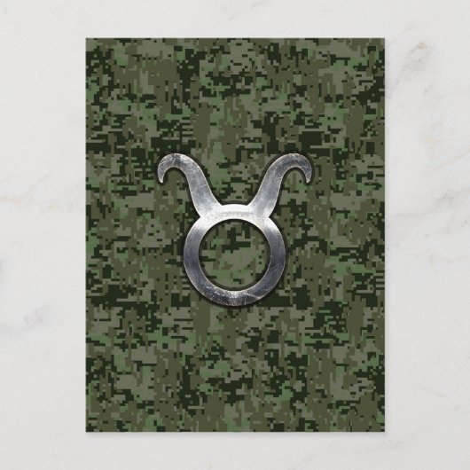 Carte Postale Symbole Taurus Zodiac sur Camo numérique vert (Devant)