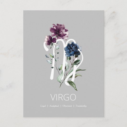Carte Postale Symbole Vierge Floral Moderne (Devant)