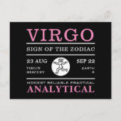 Carte Postale Symbole Virgo du Zodiaque, Astrologique (Devant)
