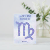 Carte Postale Symbole Virgo mignon personnalisé violet heureux a (Debout devant)