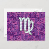 Carte Postale Symbole Virgo Zodiac Camouflage numérique Fuchsia  (Devant / Derrière)