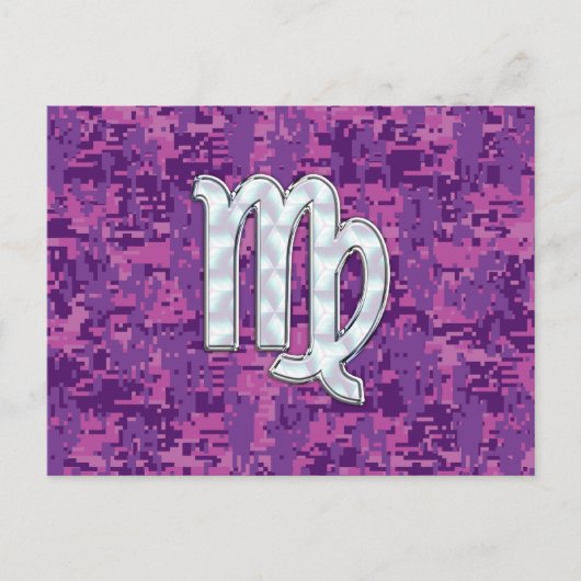Carte Postale Symbole Virgo Zodiac Camouflage numérique Fuchsia  (Devant)