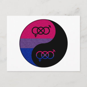 Carte Postale Symbole Yin et Yang de la fierté bisexuelle dans l