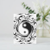 Carte Postale Symbole Yin et Yang Style tatouage noir et blanc (Debout devant)