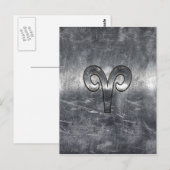 Carte Postale Symbole Zodiac Aries en acier argenté (Devant / Derrière)