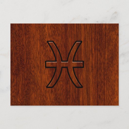 Carte Postale Symbole Zodiac Pisces Style de grains de bois d'ac (Devant)