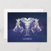 Carte Postale Symbole Zodiac Sky Gemini de la Voie Lactée (Devant / Derrière)