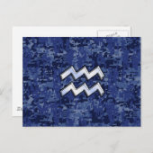 Carte Postale Symbole Zodiaque Aquarius sur le Camouflage numéri (Devant / Derrière)