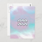 Carte Postale Symbole Zodiaque Aquarius sur Mère de Pearl Nacre (Devant / Derrière)