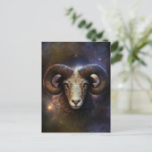Carte Postale Symbole Zodiaque Aries Design d'aquarelle (Debout devant)