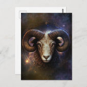 Carte Postale Symbole Zodiaque Aries Design d'aquarelle (Devant / Derrière)