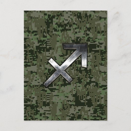 Carte Postale Symbole zodiaque Sagittarius sur Camo numérique Wo (Devant)