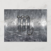 Carte Postale Symbole Zodiaque Scorpio Argent Style Métal Déchir (Devant)