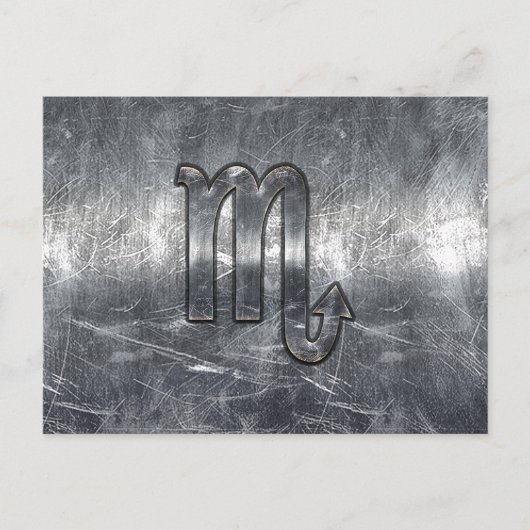 Carte Postale Symbole Zodiaque Scorpio Argent Style Métal Déchir (Devant)