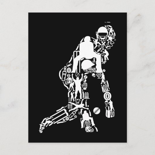 Carte Postale Symboles de cricket sportif Joueur de cricket (Devant)