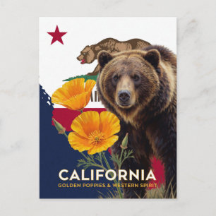Carte Postale Symboles de l'État de Californie, Pavot et Orange