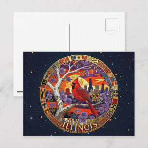 Carte Postale Symboles de l'État de l'Illinois aux États-Unis