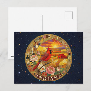 Carte Postale Symboles de l'État de l'Indiana aux États-Unis d'A