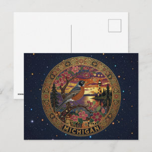 Carte Postale Symboles de l'État du Michigan aux États-Unis