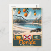 Carte Postale Symboles et merveilles de l'état de Floride (Devant / Derrière)