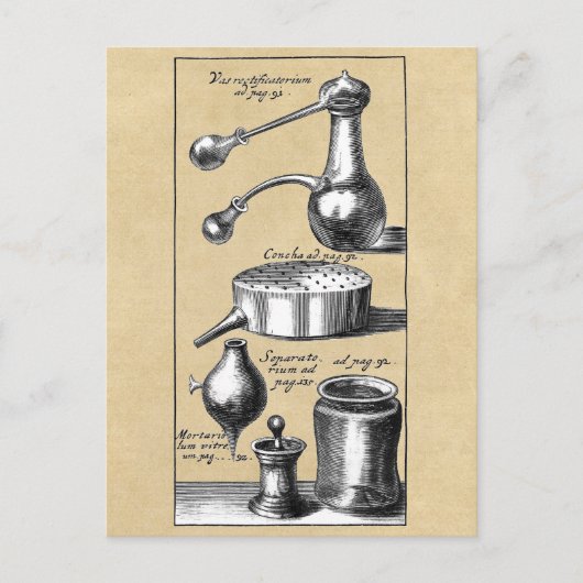 Carte Postale Symboles et outils d'un alchimiste (Devant)