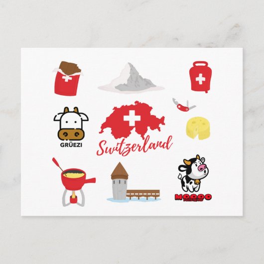 Carte Postale Symboles Souvenirs Suisse (Devant)