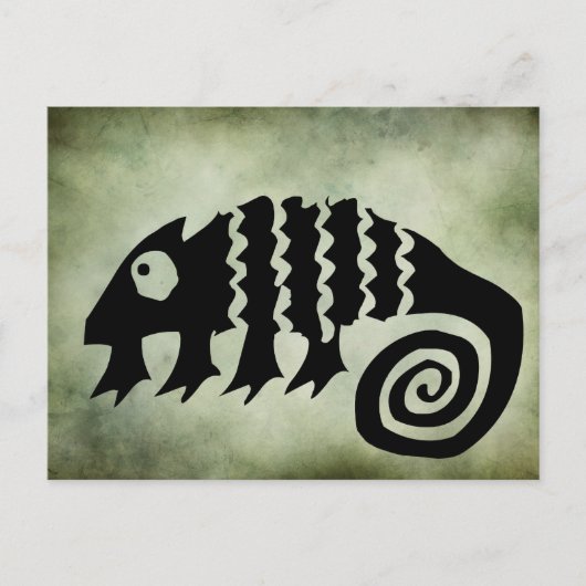 Carte Postale symboles tribaux africains anciens linocut (Devant)