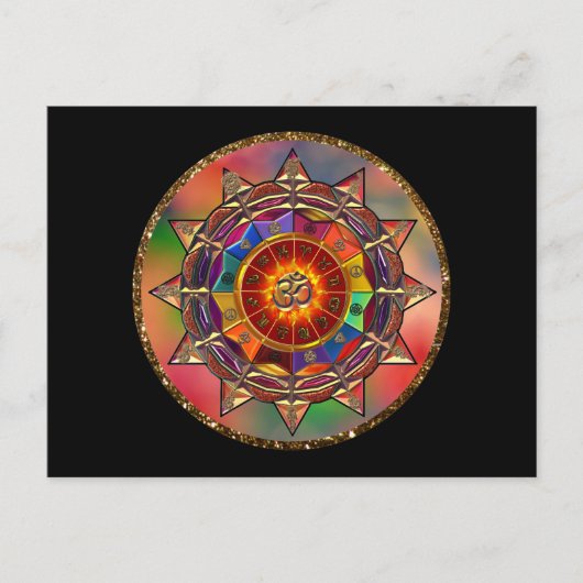 Carte postale Symbolique colorée Sun Mandala (Devant)