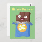 Carte Postale Sympa chocolat chocolat bonbon bar personnage de d (Devant / Derrière)