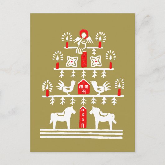 Carte Postale Sympa Festif Scandi Red Gold Arbre de Noël (Devant)