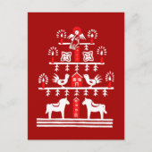 Carte Postale Sympa Festif Scandi Rouge Blanc Arbre de Noël (Devant)