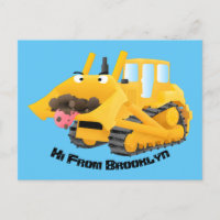 Sympa joli caractère de dessin animé au bulldozer